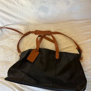 Sole Society Black and Tan Tote Bag